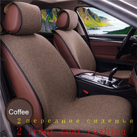 2 pcs Car Seat Cover Blue Cloak Linen/ 2 Front or 1 Back Seat Cushion Pad Fit Most Car, Truck, Suv, Protect Automotive Interior