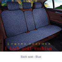 2 pcs Car Seat Cover Blue Cloak Linen/ 2 Front or 1 Back Seat Cushion Pad Fit Most Car, Truck, Suv, Protect Automotive Interior