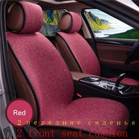 2 pcs Car Seat Cover Blue Cloak Linen/ 2 Front or 1 Back Seat Cushion Pad Fit Most Car, Truck, Suv, Protect Automotive Interior