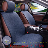 2 pcs Car Seat Cover Blue Cloak Linen/ 2 Front or 1 Back Seat Cushion Pad Fit Most Car, Truck, Suv, Protect Automotive Interior