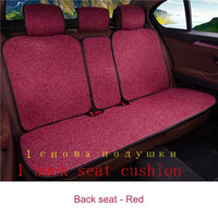 2 pcs Car Seat Cover Blue Cloak Linen/ 2 Front or 1 Back Seat Cushion Pad Fit Most Car, Truck, Suv, Protect Automotive Interior