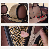 2 pcs Car Seat Cover Blue Cloak Linen/ 2 Front or 1 Back Seat Cushion Pad Fit Most Car, Truck, Suv, Protect Automotive Interior