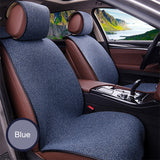 2 pcs Car Seat Cover Blue Cloak Linen/ 2 Front or 1 Back Seat Cushion Pad Fit Most Car, Truck, Suv, Protect Automotive Interior