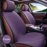2 pcs Car Seat Cover Blue Cloak Linen/ 2 Front or 1 Back Seat Cushion Pad Fit Most Car, Truck, Suv, Protect Automotive Interior
